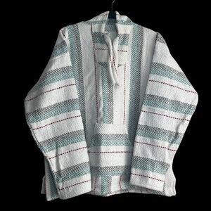 Baja Sol Textiles Adult XL Pullover Hoodie Baja Mexican Poncho Multicolor